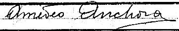 La firma di don Amedeo Anchora, dalla sua cartella di polizia.