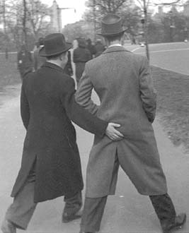 Amici al parco, in atteggiamento burlesco.