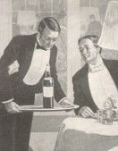 Cameriere e cliente. Da una pubblicit del 1908.