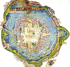 La citt messicana di Temixtitan / Tenochtitlan nel 1524
