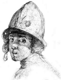 Giovane soldato. Disegno seicentesco.